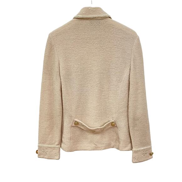 ST. JOHN COLLECTION Marie Gray Sz 10 Cream Double Breasted Boucle Blazer Jacket - Picture 2 of 13